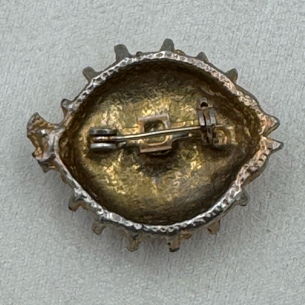 Vintage Castlecliff‎ Puffer Fish Brooch Blue Rhinestone Eye Figural Pin - Picture 3 of 6
